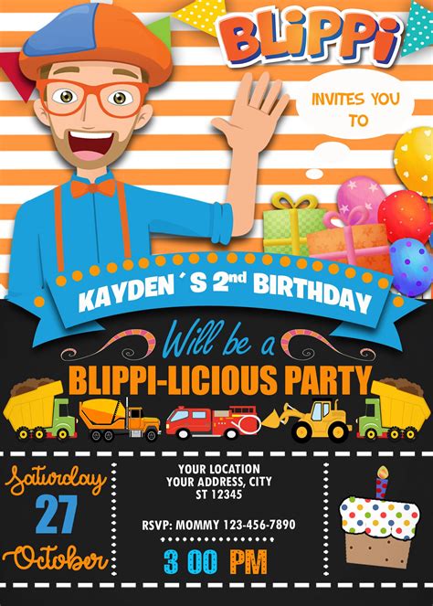 Blippi Birthday Invitation Template